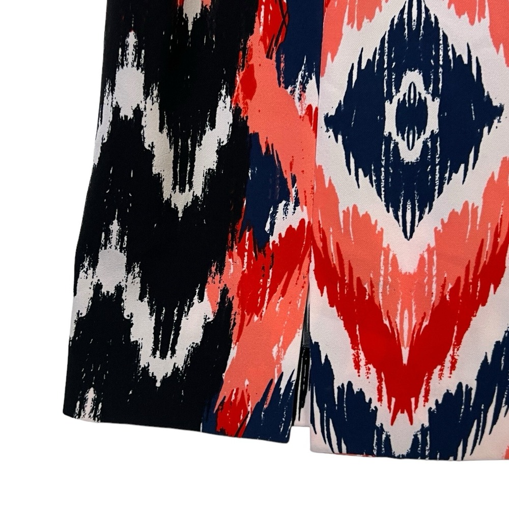 Jones New York Dress Size 8 Red Blue White‎ Geometric Print Short Sleeve - Picture 5 of 14